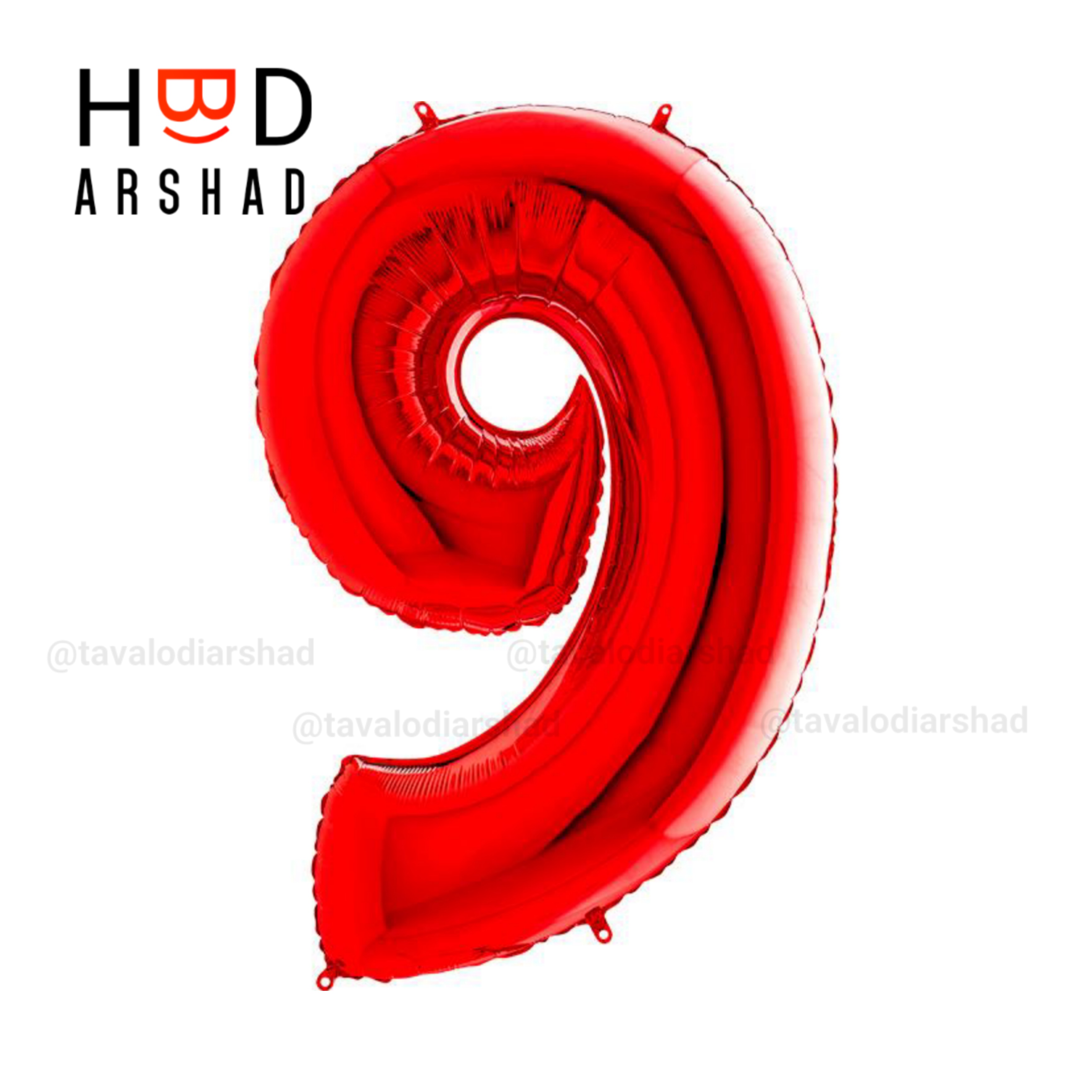 بادکنک فویلی عدد 9 قرمز ۳۲ اینچ